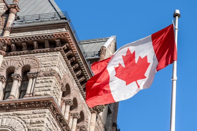 Canadian flag representing Health Canada cosmetics regulations and Canadian market access.